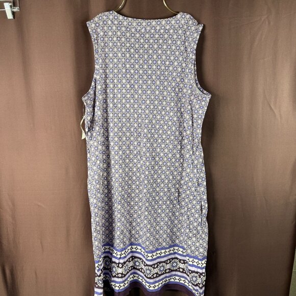 Lands' End Women's M-2X LONG Cotton Jersey Sleeveless Swim Cover-up Dress Print - Picture 8 of 11